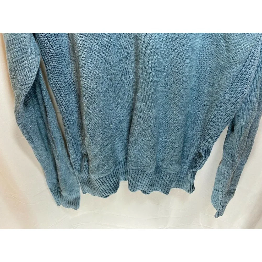 G.H. Bass Earth Sweater Adult Medium Blue 1/4 Zip Knit‎ Sweatshirt Mens.